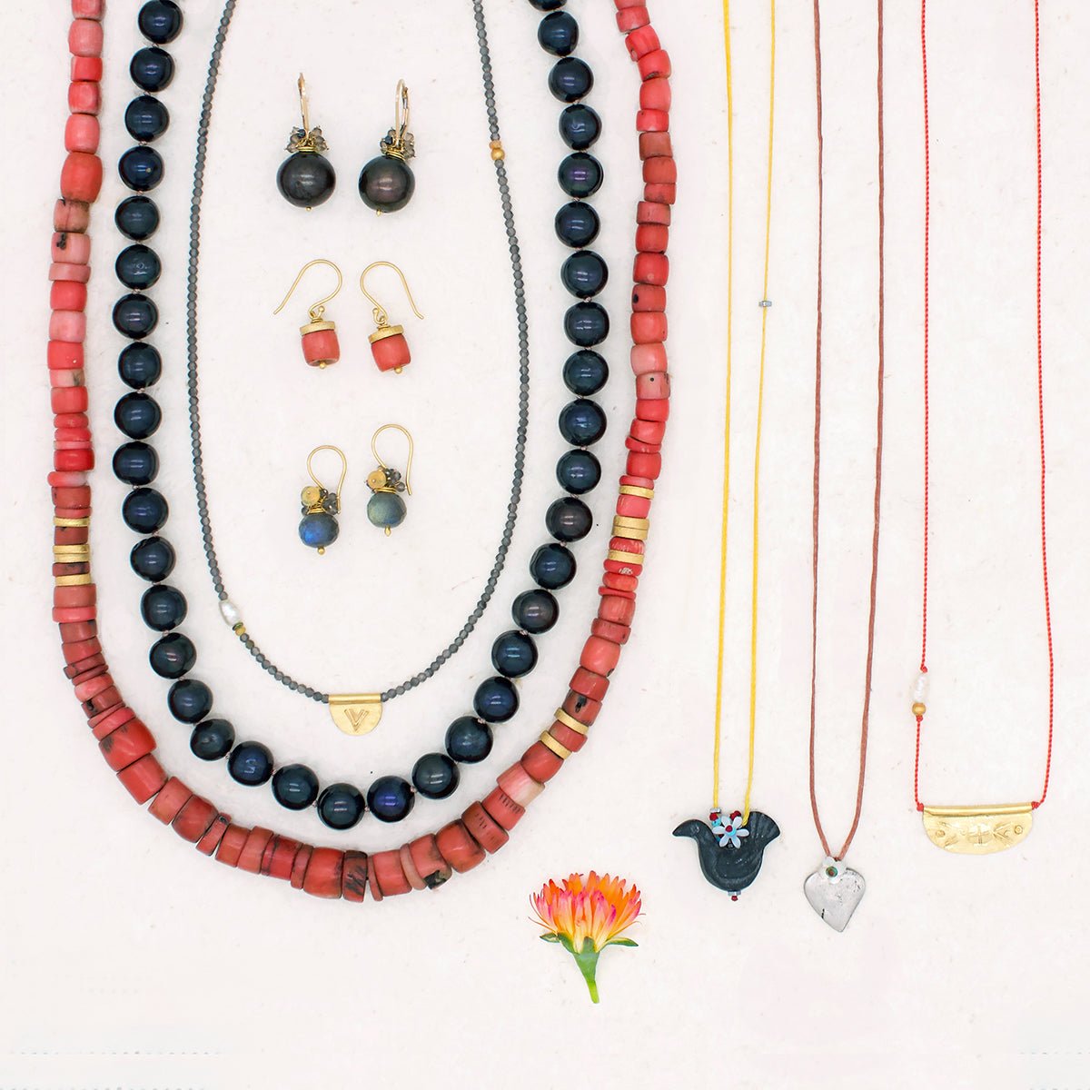 Antique Pink Coral Earrings River Song