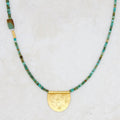 Antique Turquoise with Halfmoon Talisman Necklace - River Song Jewelry