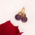 Carved Amethyst Melon Earrings - River Song Jewelry