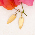 Golden Flat Leaf with White Diamond Earrings - River Song Jewelry