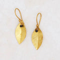 Golden Leaf with Black Diamond Earrings - River Song Jewelry