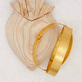 Wide Gold Talisman Bangle with Brushed Satin Finish - River Song Jewelry